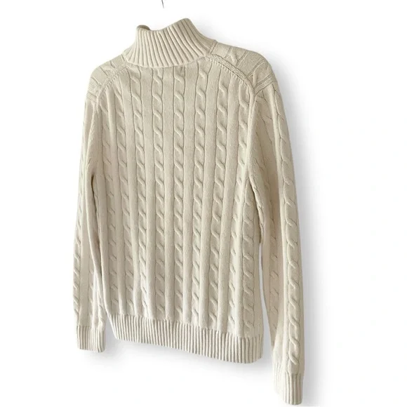 Banana Republic Factory Mens Cable Knit Sweater Sz M 1/4 Zip Wool Blend Neutral - Picture 9 of 11